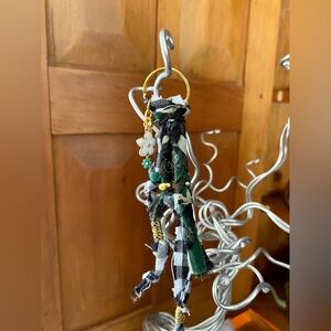 Plaid and Beaded Keychain Accessory